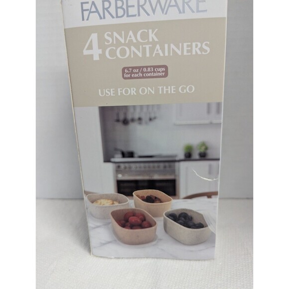 Farberware 4-pc Snack Containers Lids BPA Free 6.7 oz Rectangle Speckled Kitchen - Picture 7 of 7